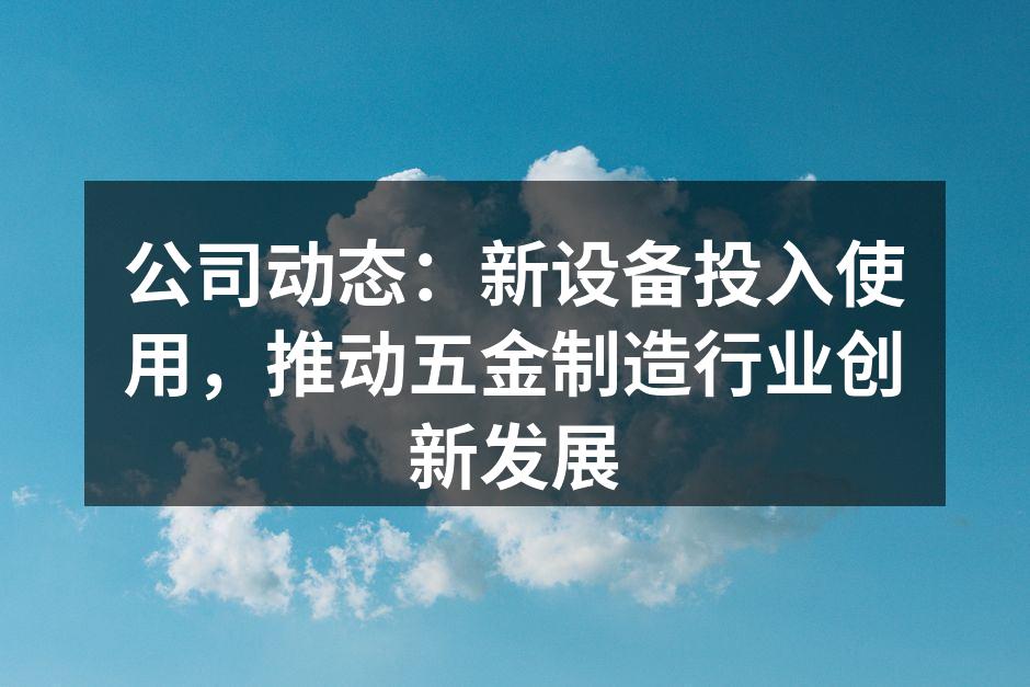 新设备正式投入使用，提升生产效率。